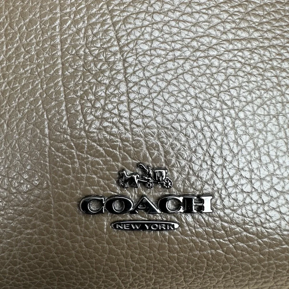 Coach Mercer Metallic Grey Triple Compartment Bag  W/Turnlock Closure 37575 - Picture 3 of 11